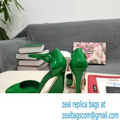 Dolce  &  Gabbana Heel 6.5cm/10.5cm Patent leather Mary Janes Green with Geometric Heel 2022